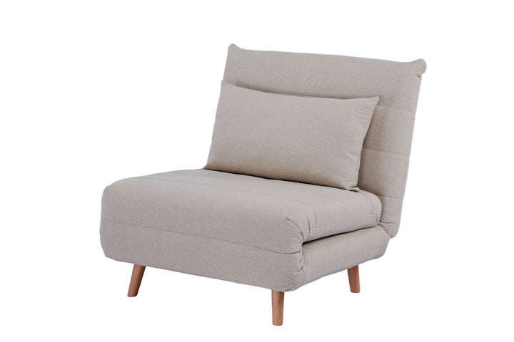 Sofá Cama Individual Tapizado (Beige) Con Patas De Madera