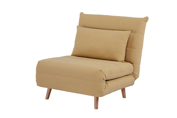 Sofá Cama Individual Tapizado (Ocre) Con Patas De Madera