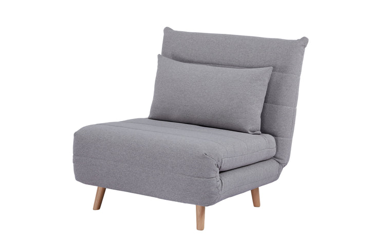 Sofá Cama Individual Tapizado (Gris) Con Patas De Madera