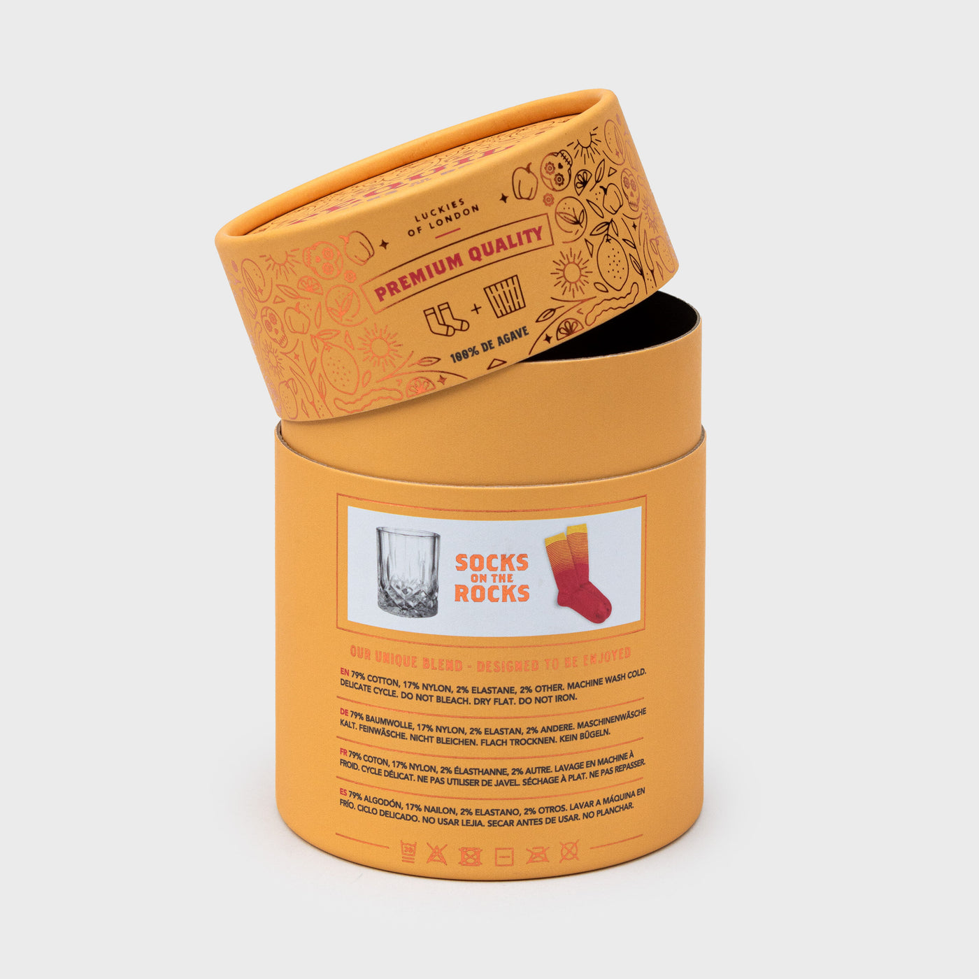Vaso Tequila De Vidrio Con Par De Calcetines (Naranja) De Algodón