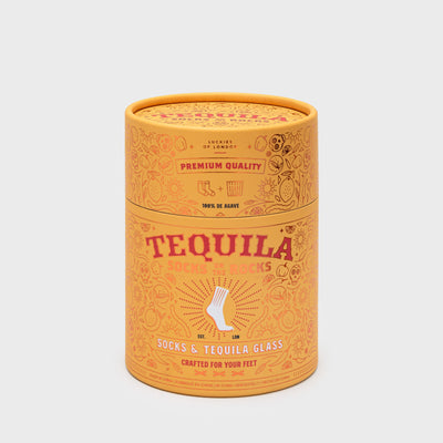 Vaso Tequila De Vidrio Con Par De Calcetines (Naranja) De Algodón