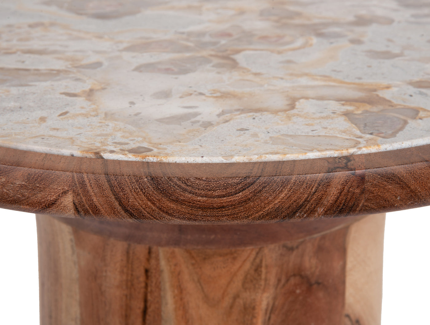 Mesa Lateral Con Mármol Y Estructura De Madera