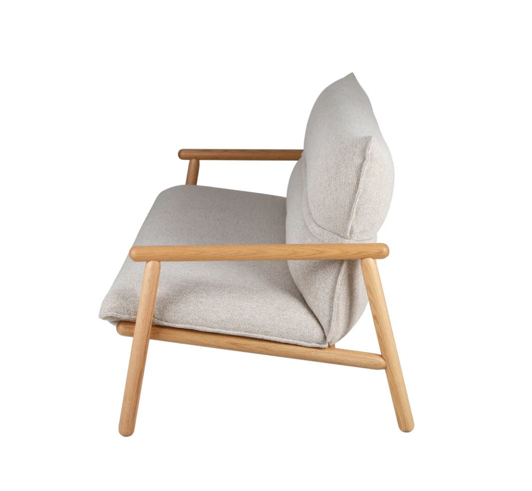 Sofá Tapizado (Beige Claro) Estructura De Madera