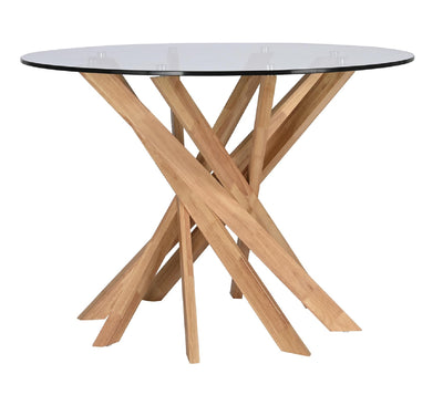 Mesa De Comedor Tablero De Vidrio Redondo Estructura De Madera