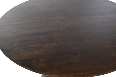 Mesa De Comedor Tablero Redondo Marrón Oscuro Estructura De Madera