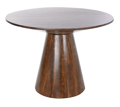 Mesa De Comedor Tablero Redondo Marrón Oscuro Estructura De Madera