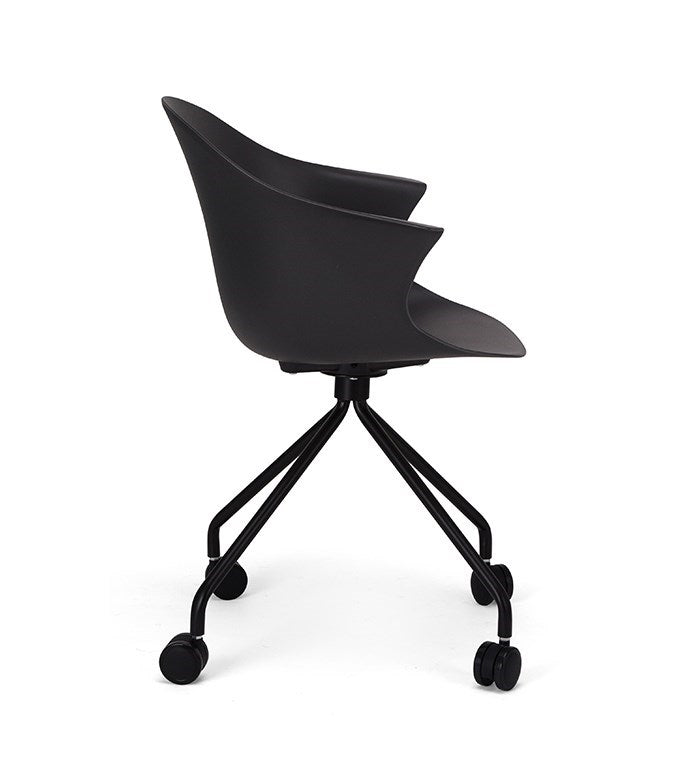 Silla De Oficina Con Ruedas Pvc (Negra) Con Armazón De Metal