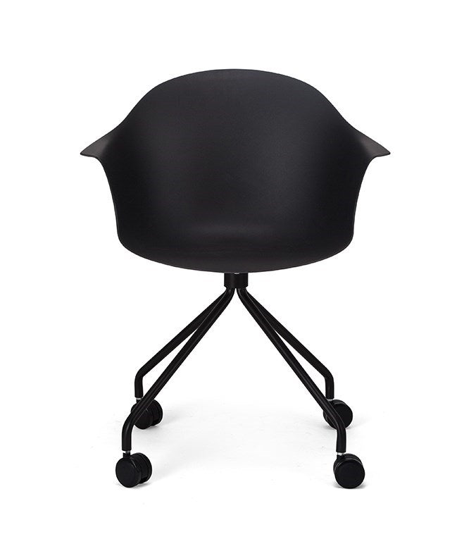 Silla De Oficina Con Ruedas Pvc (Negra) Con Armazón De Metal