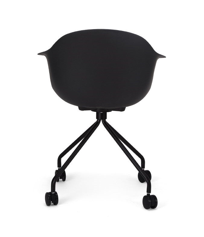 Silla De Oficina Con Ruedas Pvc (Negra) Con Armazón De Metal