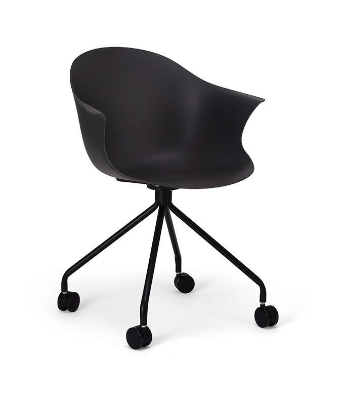 Silla De Oficina Con Ruedas Pvc (Negra) Con Armazón De Metal