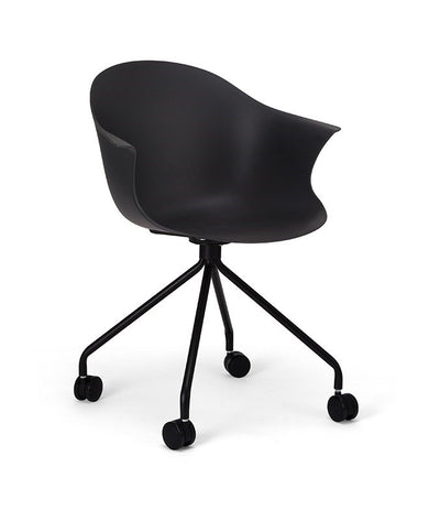 Silla De Oficina Con Ruedas Pvc (Negra) Con Armazón De Metal