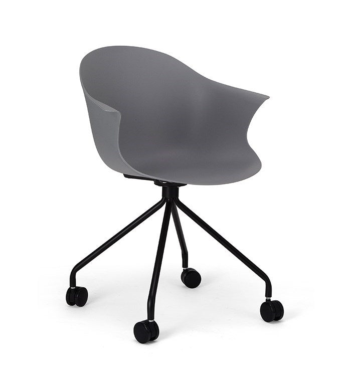 Silla De Oficina Con Ruedas Pvc (Gris) Con Armazón De Metal