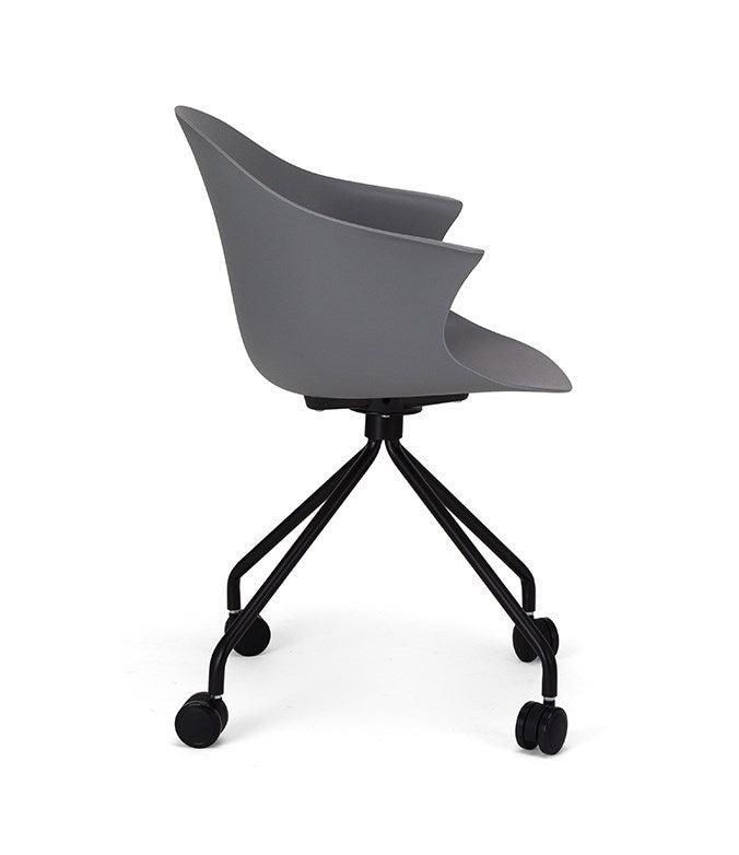 Silla De Oficina Con Ruedas Pvc (Gris) Con Armazón De Metal