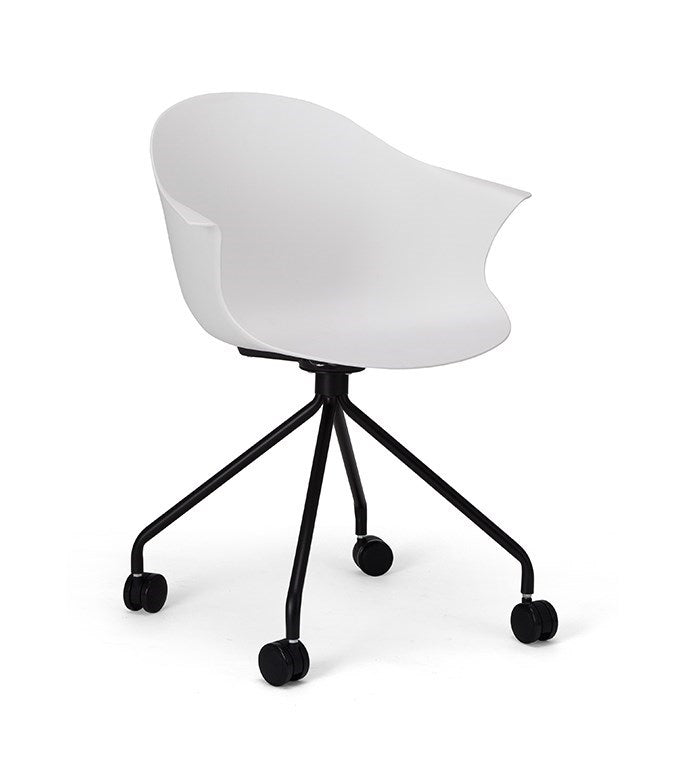 Silla De Oficina Con Ruedas Pvc (Blanca) Con Armazón De Metal