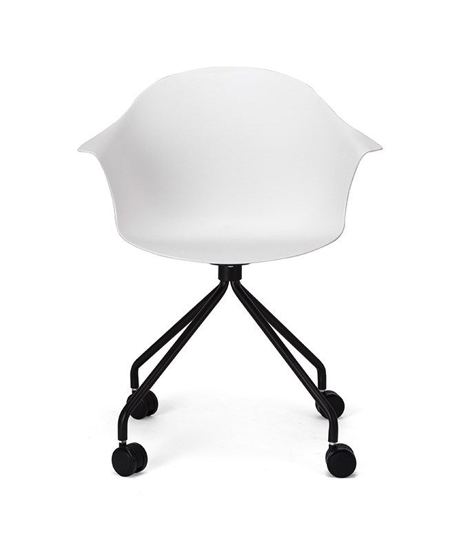 Silla De Oficina Con Ruedas Pvc (Blanca) Con Armazón De Metal