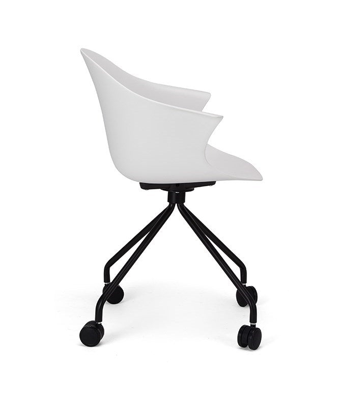 Silla De Oficina Con Ruedas Pvc (Blanca) Con Armazón De Metal