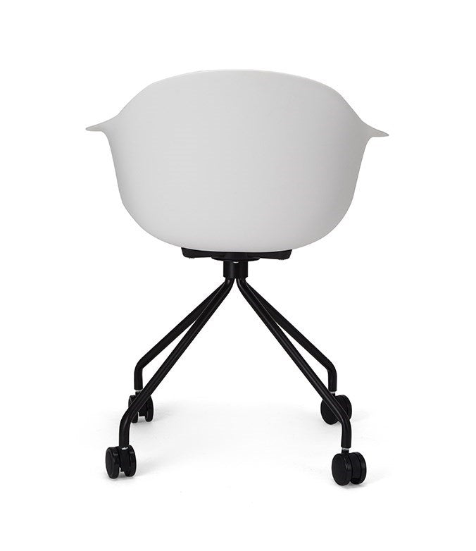 Silla De Oficina Con Ruedas Pvc (Blanca) Con Armazón De Metal