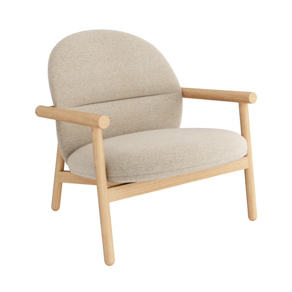 Sillón Con Brazos Tapizado (Beige) De Madera