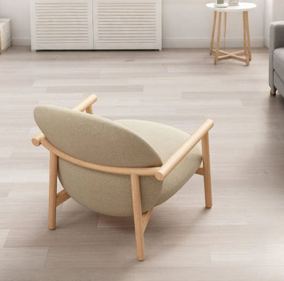 Sillón Con Brazos Tapizado (Beige) De Madera