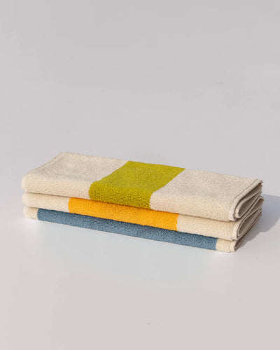 Set De 3 Toallas (Naranja / Azul / Verde) De Algodón