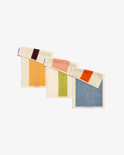 Set De 3 Toallas (Naranja / Azul / Verde) De Algodón