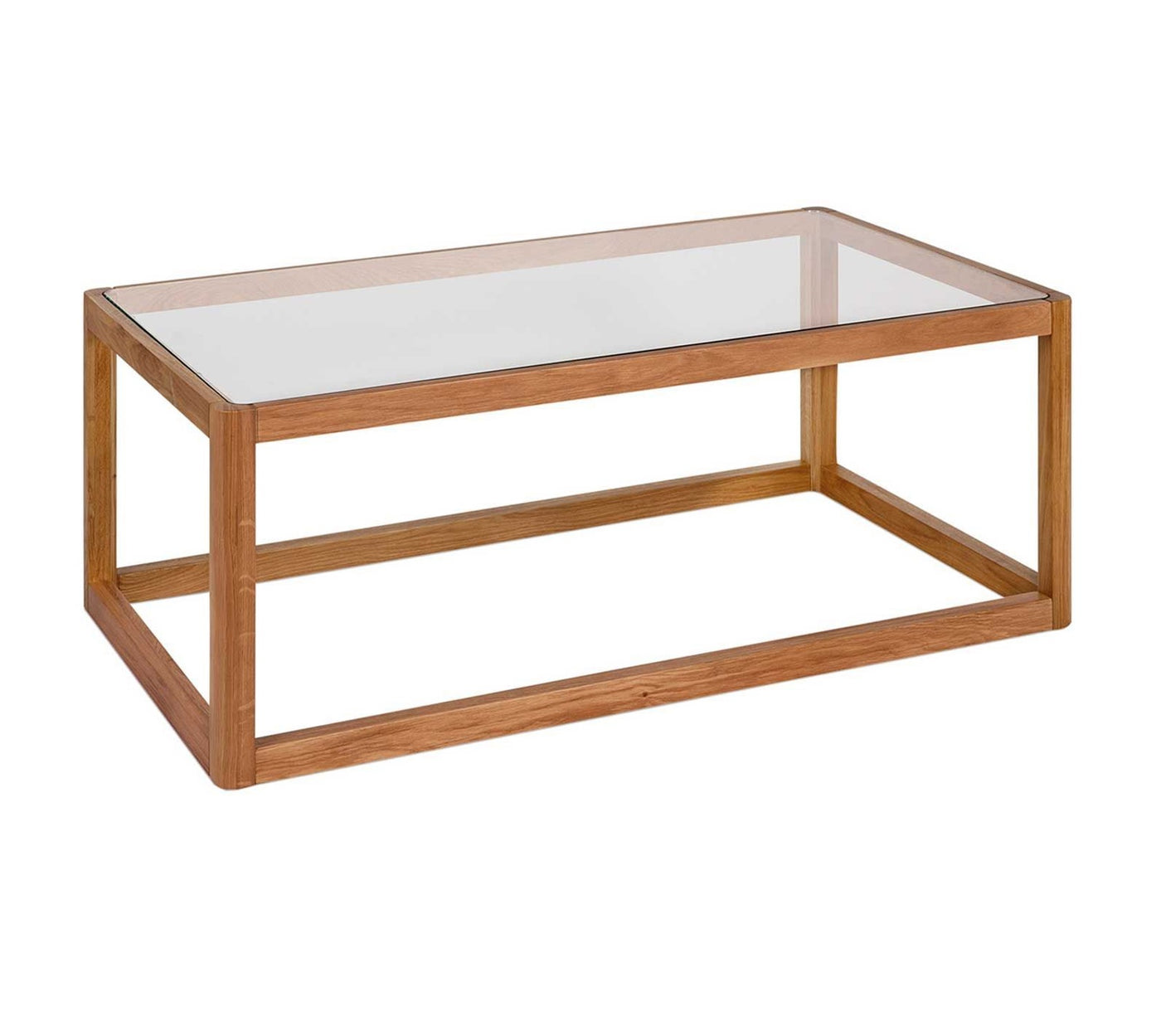 Mesa De Centro Rectangular Top Vidrio Estructura De Madera