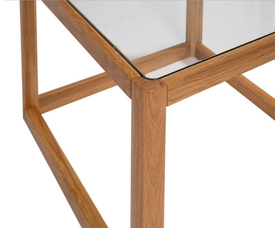 Mesa De Centro Rectangular Top Vidrio Estructura De Madera