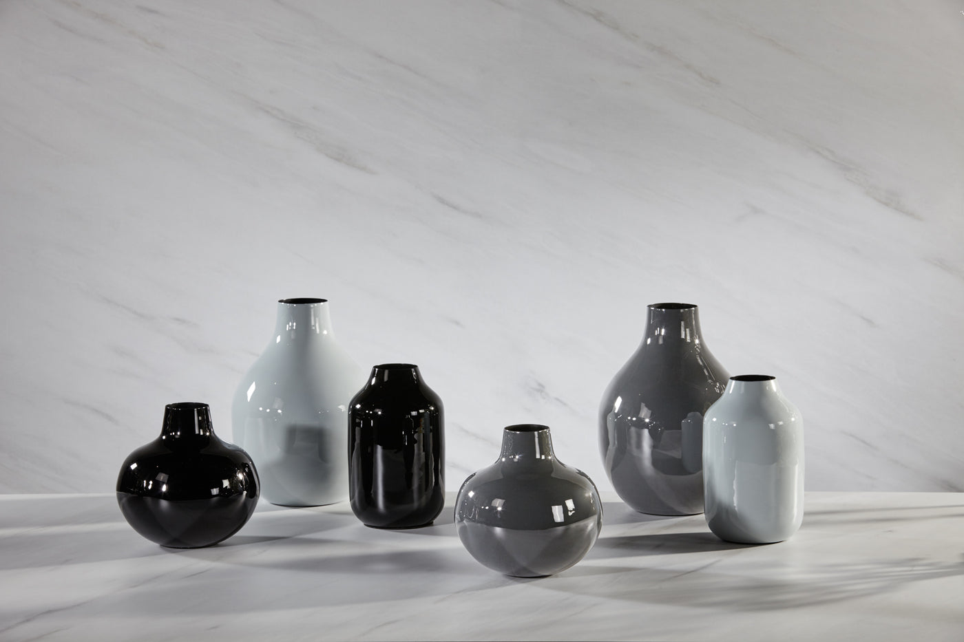 Florero Alto (Gris) Decorativo Oval De Metal