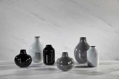 Florero Alto (Gris) Decorativo Oval De Metal