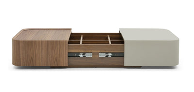 Mesa De Centro Extensible (Blanco Marrón) Tablero De Melamine Estructura De Madera