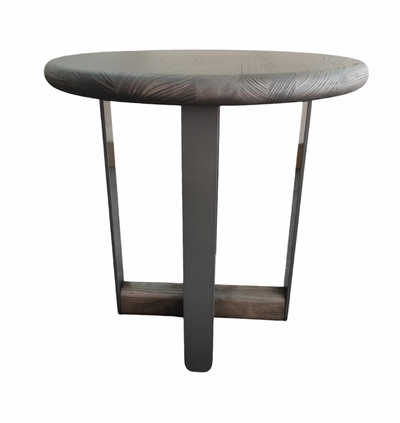 Mesa Auxiliar (Nogal) Tablero Redondo Estructura De Madera