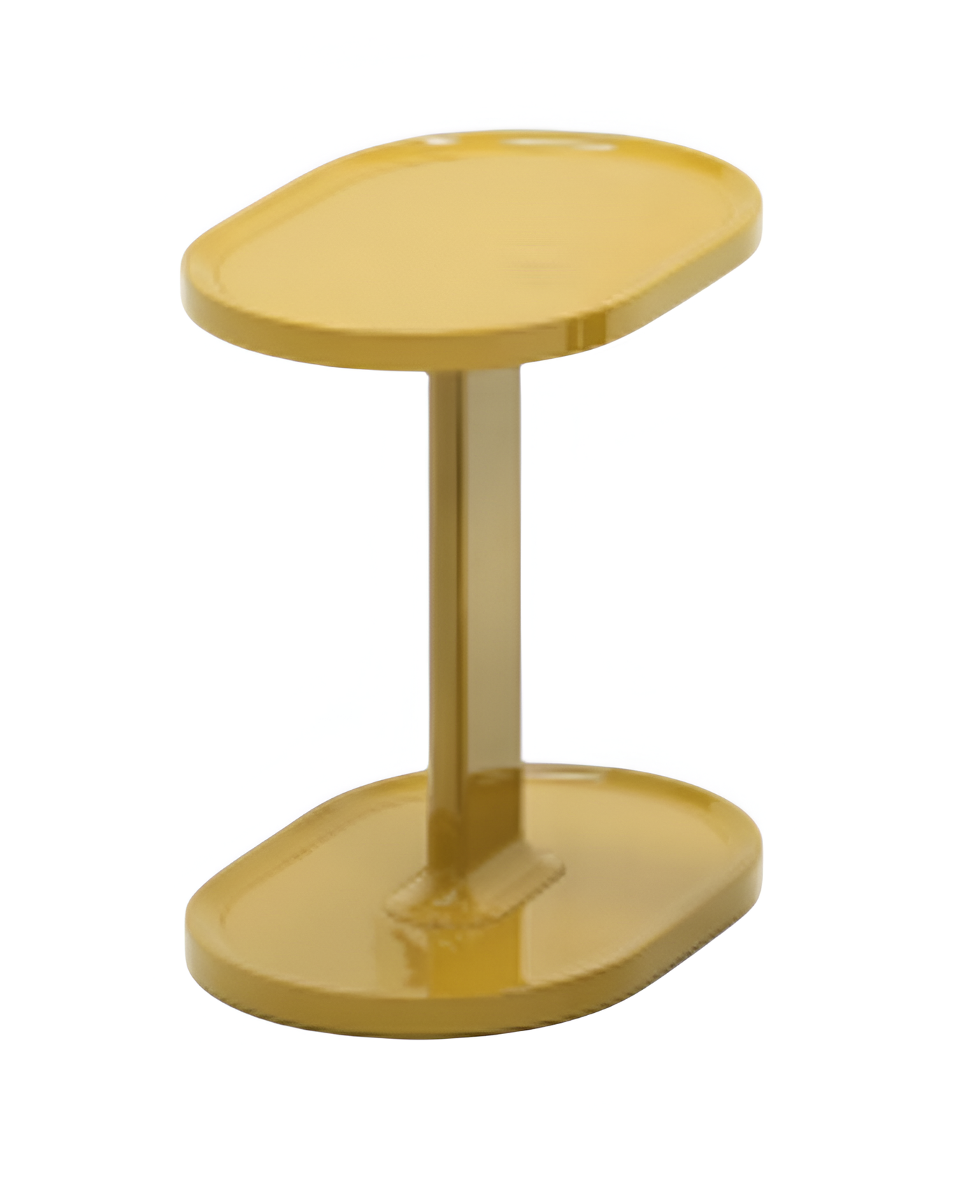 Mesa Auxiliar Laqueada (Mostaza) Tablero Oval Estructura De Madera