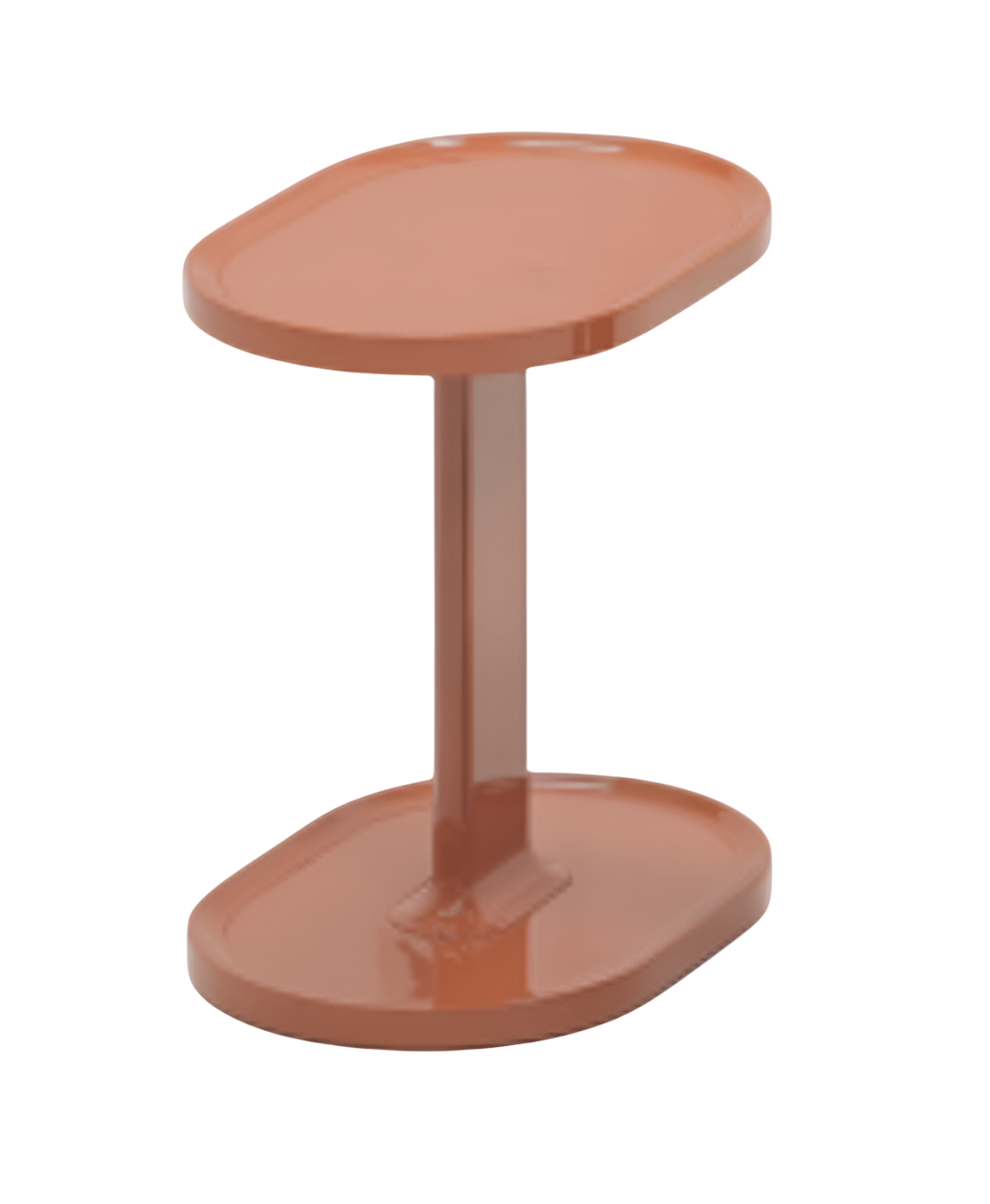 Mesa Auxiliar Laqueada (Marrón) Tablero Oval Estructura De Madera