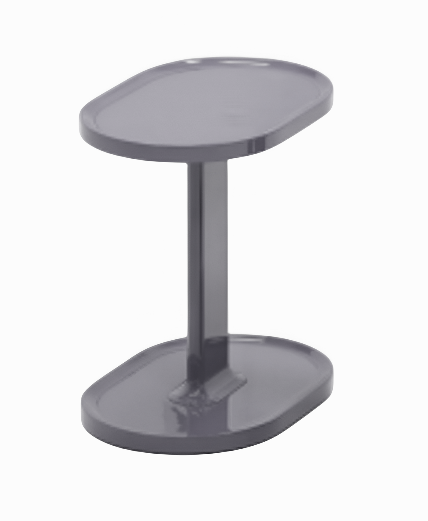 Mesa Auxiliar Laqueada (Gris) Tablero Oval Estructura De Madera