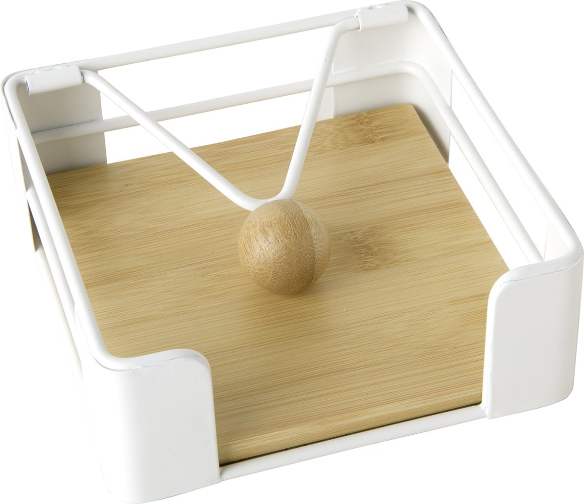 Servilletero Cuadrado Med (Blanco) Base Madera Estructura De Metal
