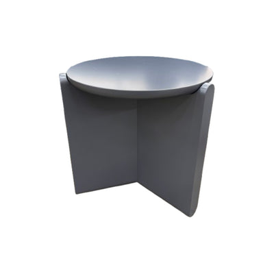Mesa Auxiliar Tablero Redondo (Gris) Estructura De Madera