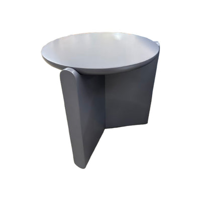 Mesa Auxiliar Tablero Redondo (Gris) Estructura De Madera