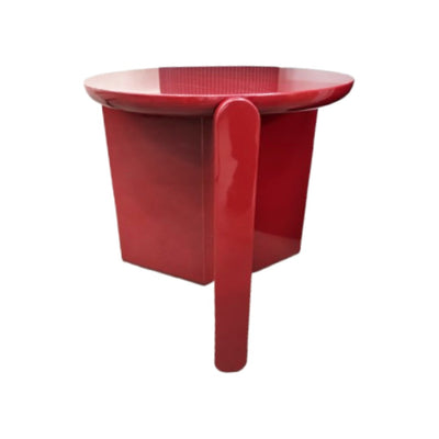 Mesa Auxiliar Tablero Redondo (Rojo Ladrillo) Estructura De Madera