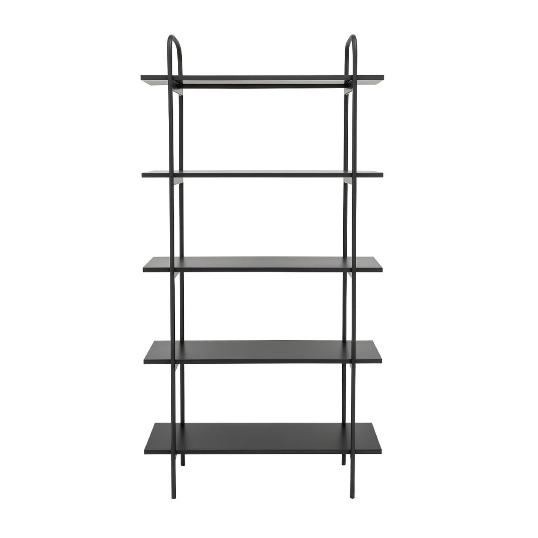 Estante Negro 5 Niveles Tablero De Melamina Y Estructura De Metal