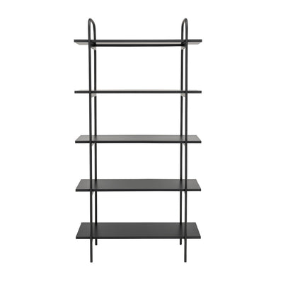 Estante Negro 5 Niveles Tablero De Melamina Y Estructura De Metal