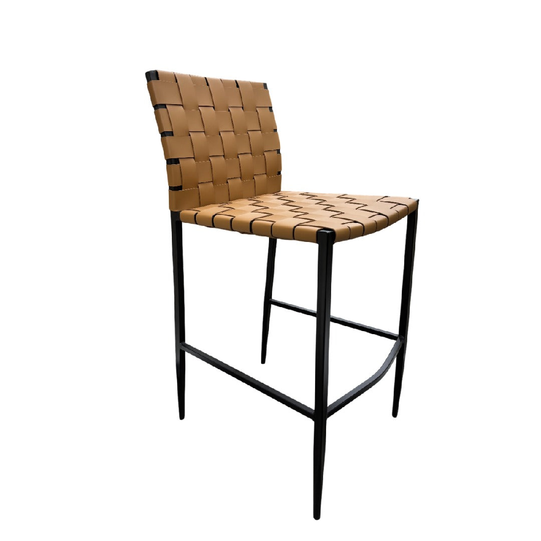 Silla Para Bar Trenzado Color (Camello) Patas De Metal