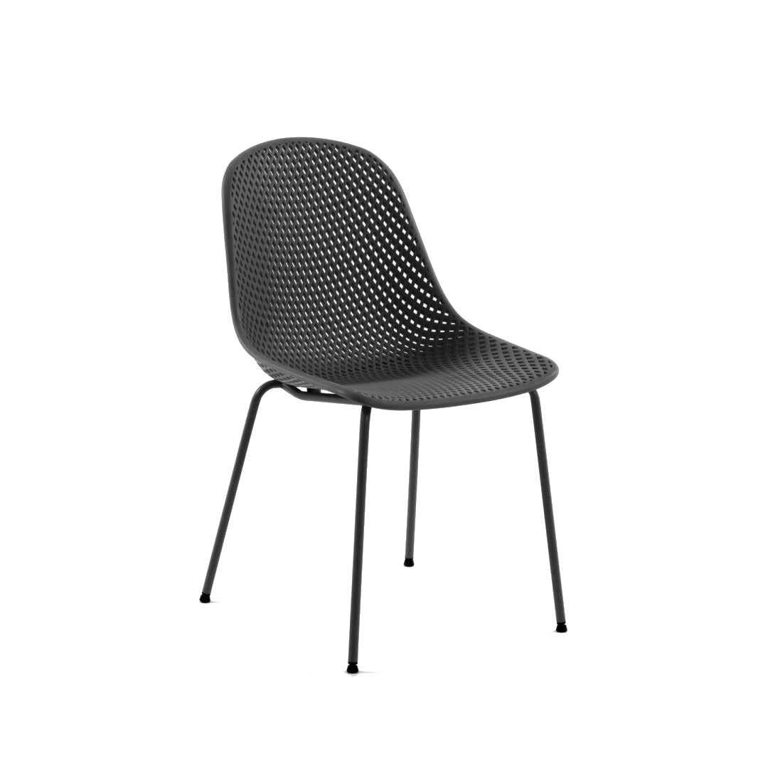 Silla De Comedor PVC (Gris Oscuro) Con Estructura De Metal