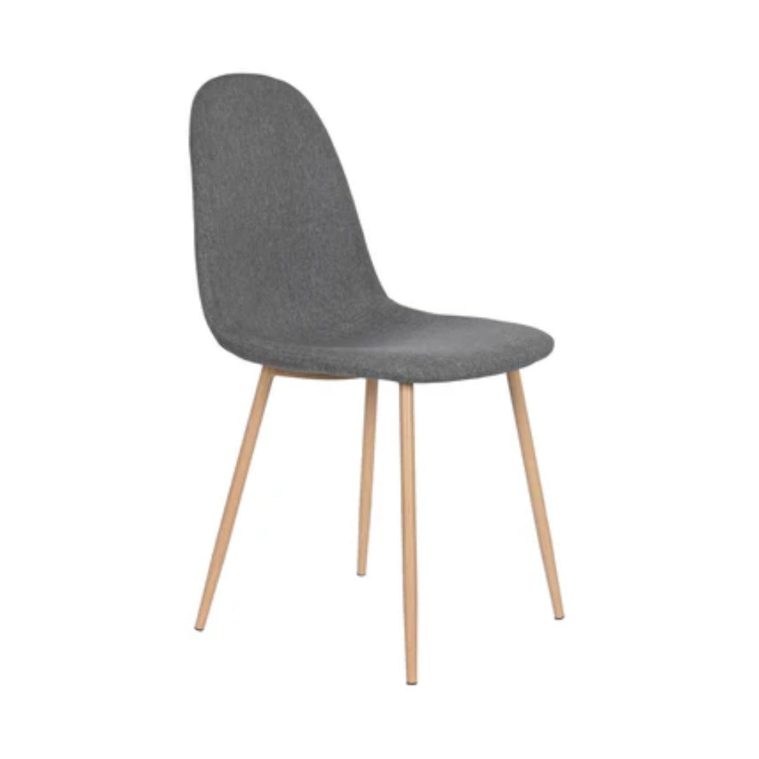 Silla De Comedor Tapiz Poliéster Gris Patas De Metal
