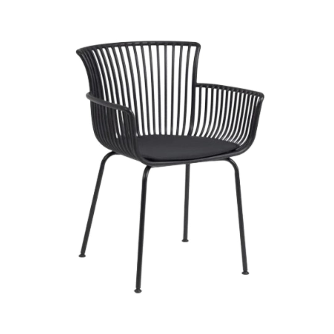 Silla Para Exterior PVC (negro) Estructura de Metal