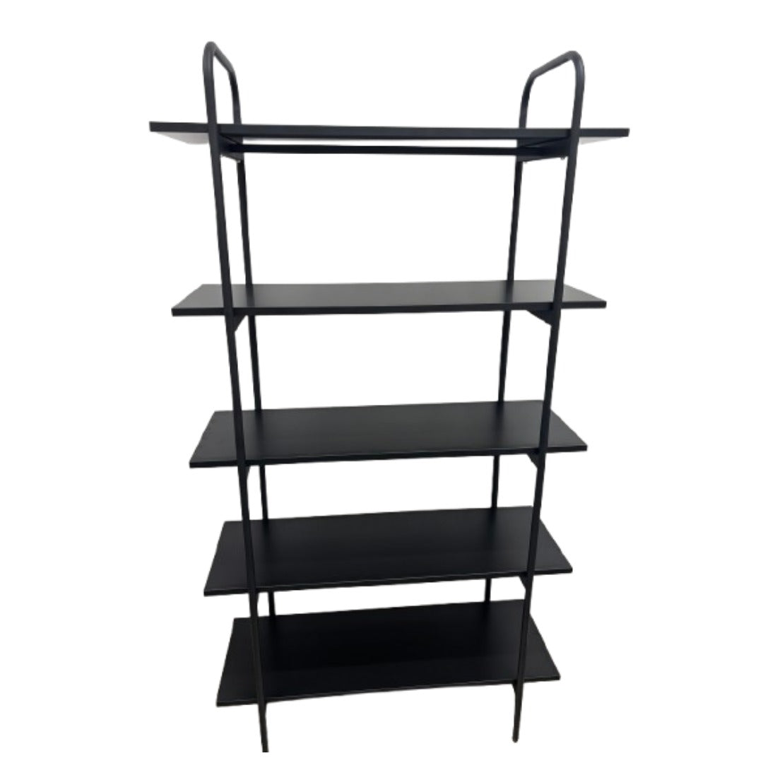 Estante Negro 5 Niveles Tablero De Melamina Y Estructura De Metal