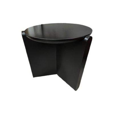 Mesa Auxiliar Tablero Redondo (Negro) Estructura De Metal