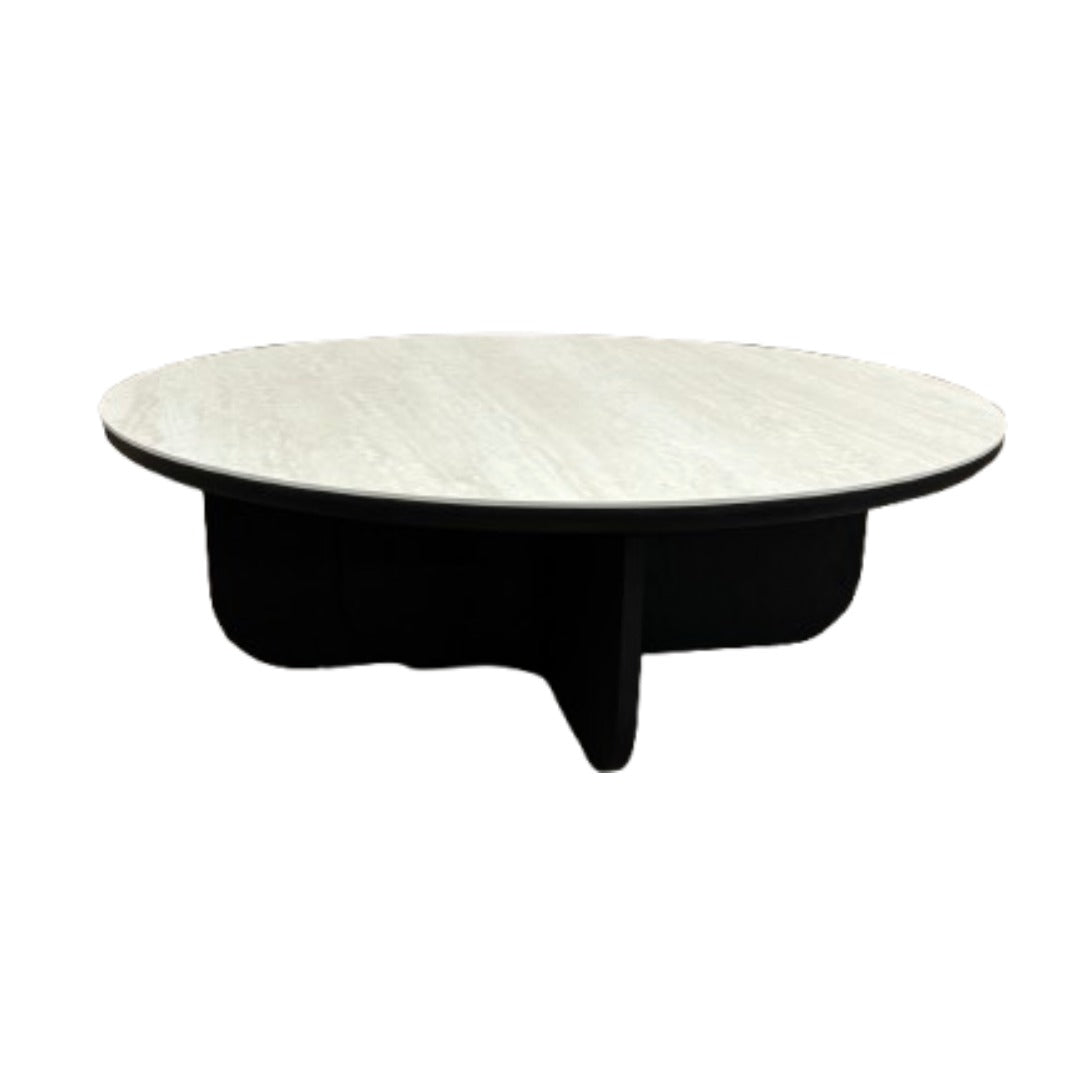 Mesa De Centro Tablero De Cerámica (Blanco) Estructura De Madera