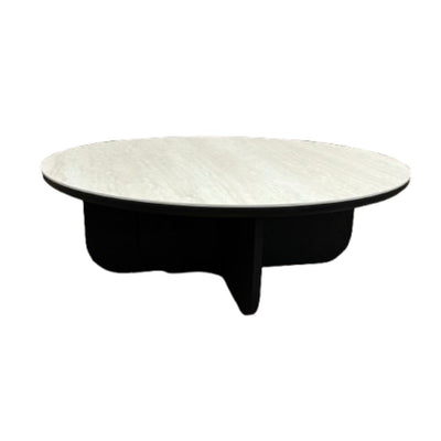 Mesa De Centro Tablero De Cerámica (Blanco) Estructura De Madera