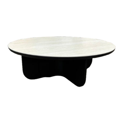Mesa De Centro Tablero De Cerámica (Blanco) Estructura De Madera