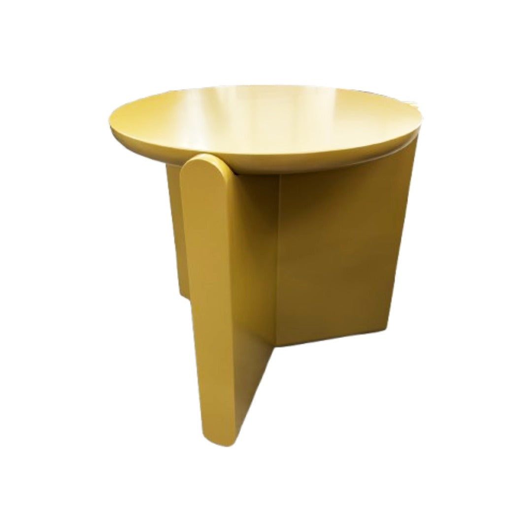 Mesa Auxiliar Tablero Redondo (Ocre) Estructura De Madera